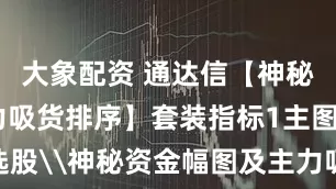 大象配资 通达信【神秘资金+主力吸货排序】套装指标1主图2幅图4选股\神秘资金幅图及主力吸货排序副图揭秘主力意图/不含未来函数
